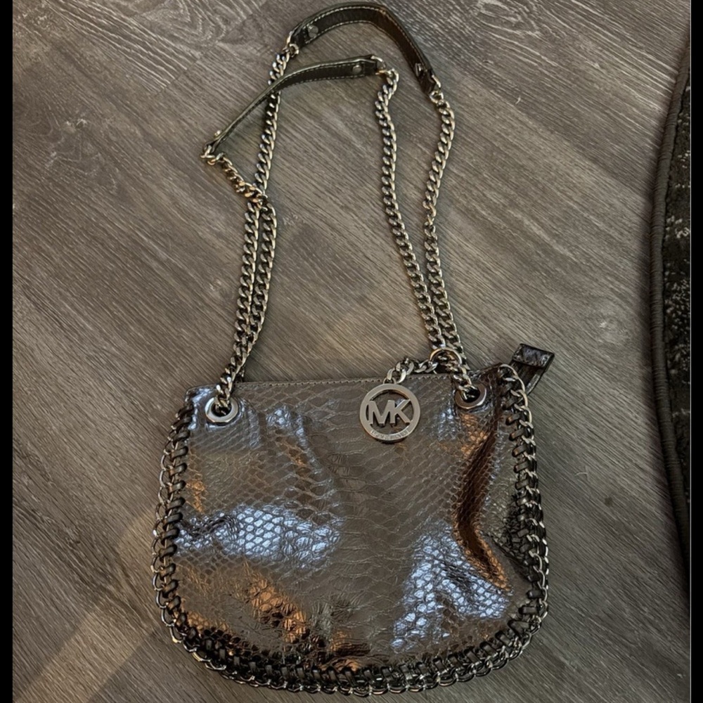 Michael Kors Silver Snake Pattern Shoulder Bag